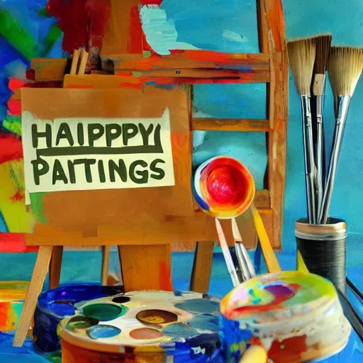 Image similar to happy artists painting things