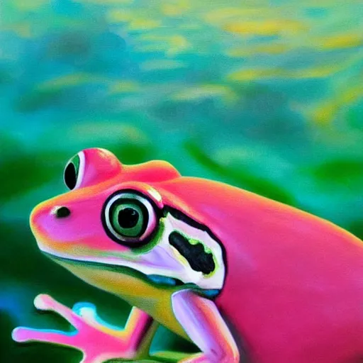 Prompt: “pink frog underwater oil panting”