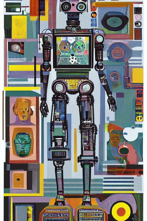 Image similar to a diagram of a robot body with various parts, cyberpunk art by eduardo paolozzi, behance contest winner, computer art, greeble, steampunk, poster art, james turrell, robert rauschenberg, andy warhol, pop art, czechoslovakia, surrealism, milton glaser, graphic design