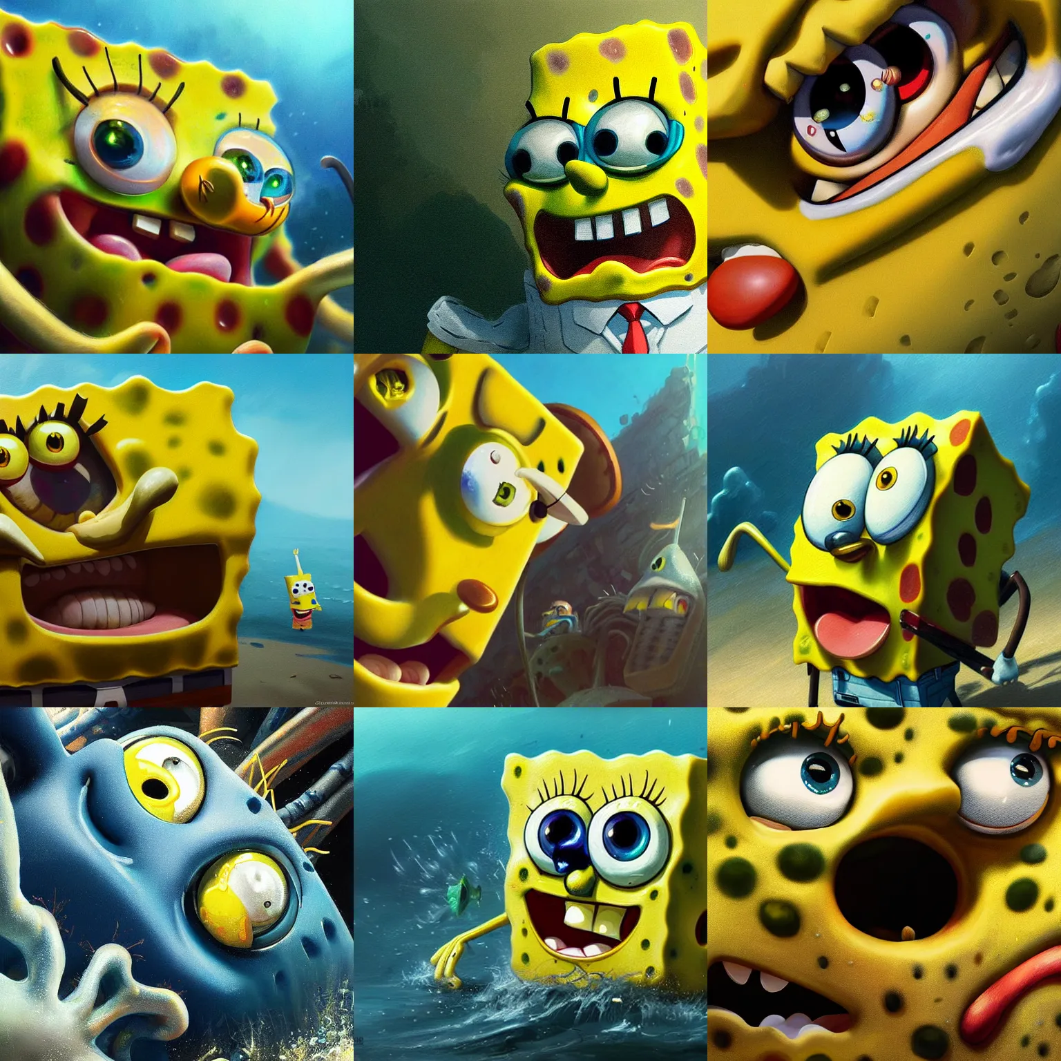 Prompt: a spongebob close-up,digital art,ultra realistic,ultra detailed,art by greg rutkowski,detailed face