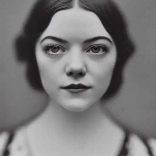 Image similar to headshot edwardian photograph of anya taylor - joy, emma stone, 1 9 2 0 s film actress, realistic face, ethereal, 1 9 1 0 s, grainy, victorian, soft blur