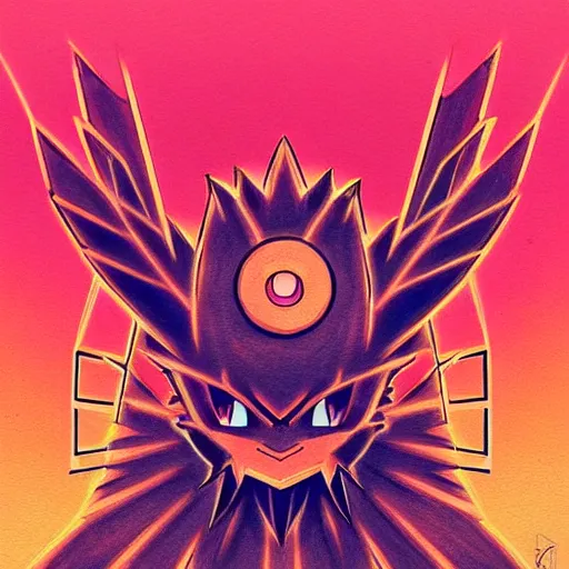 Image similar to pink and orange pokemon portrait drawn grind core album cover art, conceptual mystery pokemon, intricate detailed painting, illustration sharp detail, manga 1 9 9 0
