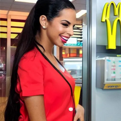 Prompt: anitta working at mc donalds