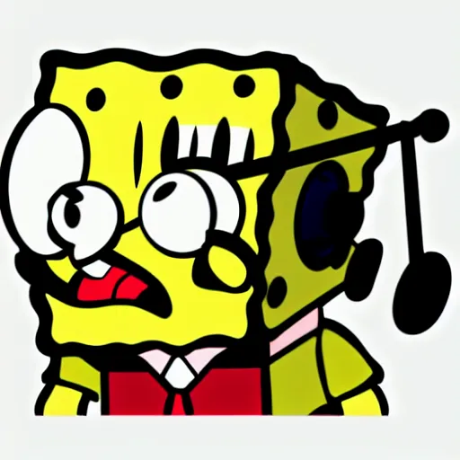 Image similar to a spongebob-squarepants, svg sticker, vector art, wearing headphones, jamming to music