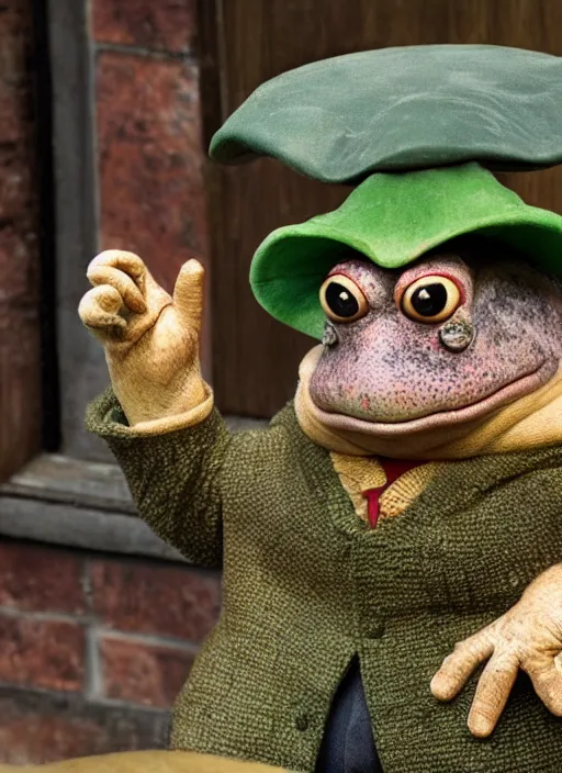Prompt: Toad in distribution hat from Harry Potter universe