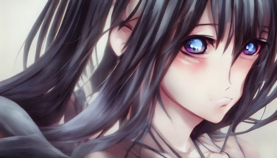 Image similar to cute anime girl, heterochromia, photorealistic