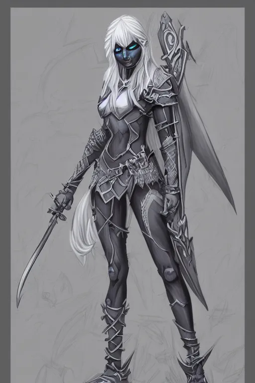 Image similar to a drow warrior, highly detailed, digital art, sharp focus, trending on art station, dungeons and dragons, anime art style