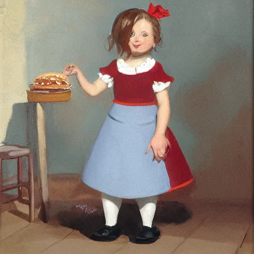 Image similar to girl in mcdonalds outfit, by jules - joseph lefebvre