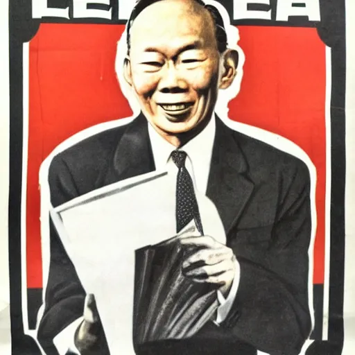 Prompt: A 1950s poster of Lee Kuan Yew