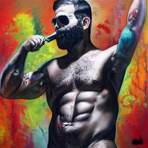 Image similar to a horrible disease, painting by Dan Bilzerian