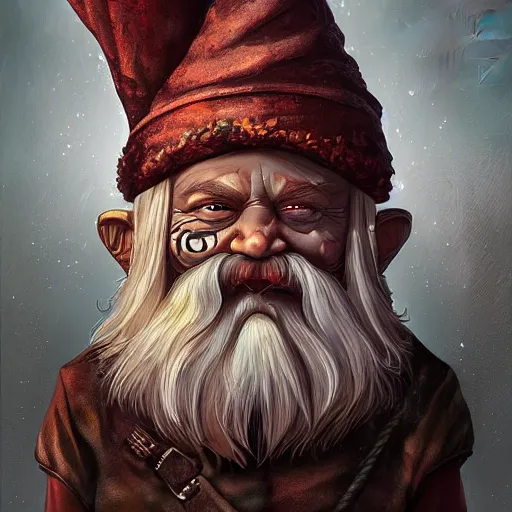 Image similar to a higly detailed horrific gnome portrait by dariusz zawadzki