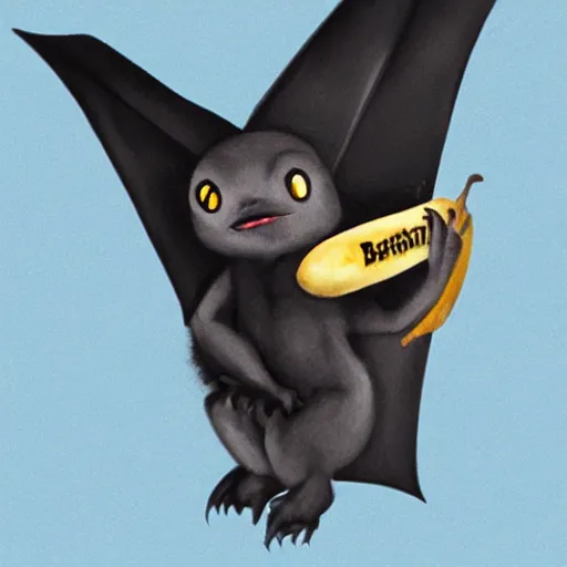 Image similar to a bat eating a banana