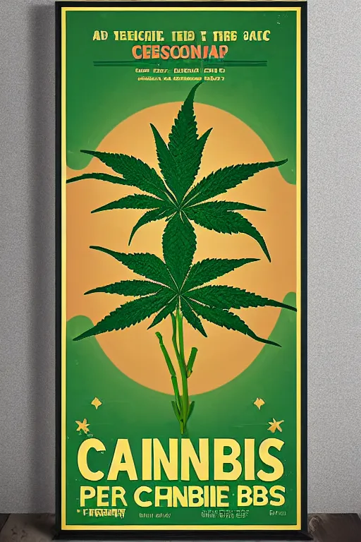 Prompt: retro cannabis poster