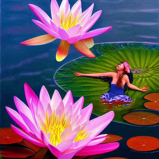 Floating on Water Acrylic Painting Realistic Water Artwork On