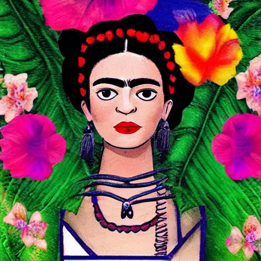 Prompt: latin dance band in the style of frida kahlo. lively. colorful. hd.