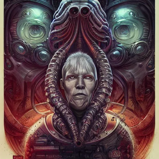 Prompt: Lofi Giger Lovecraft Lovecraftian BioPunk Trump portrait Pixar style by Tristan Eaton Stanley Artgerm and Tom Bagshaw