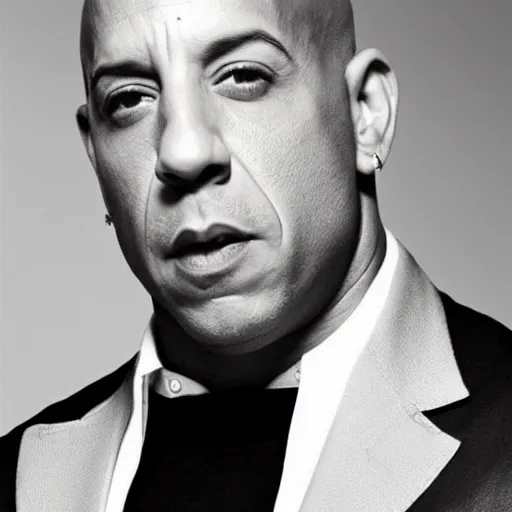 Prompt: Vin Diesel with a mulet haircut