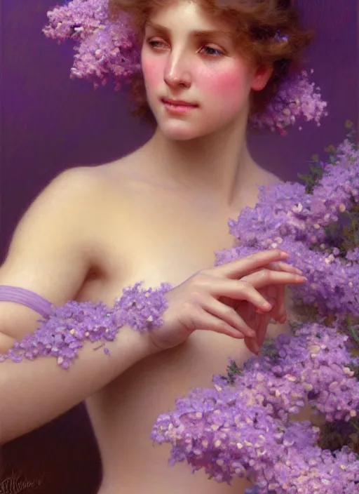 Image similar to lilac, sky, may beetle, on the palm of a person, natural lighting, path traced, highly detailed, high quality, digital painting, by gaston bussiere, craig mullins, alphonse mucha j. c. leyendecker