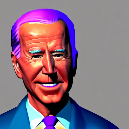 Prompt: 3d render of Joe Biden with purple hair