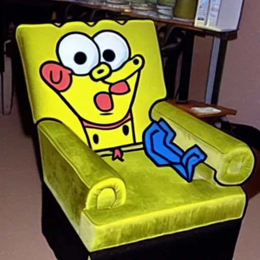 Image similar to spongebob in the shape of a comfy chair