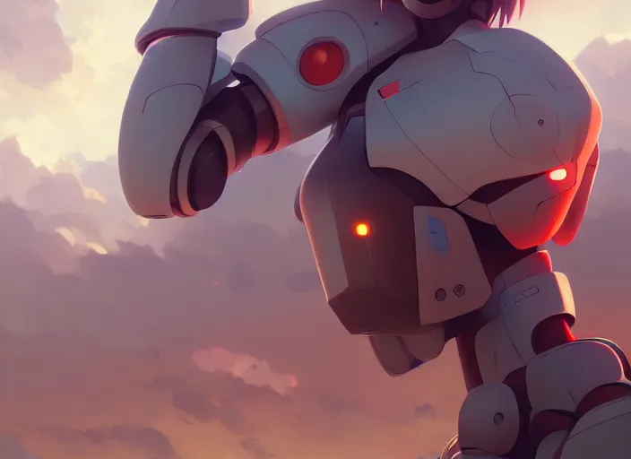 Image similar to portrait of girl piloting mecha humanoid robot, smoky sky background, lush landscape, illustration concept art anime key visual trending pixiv fanbox by wlop and greg rutkowski and makoto shinkai and studio ghibli and kyoto animation, red body suit, military gear, evangelion unit 0 2, grimdark