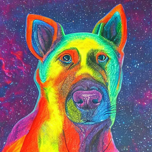 Image similar to rainbow cosmic dog