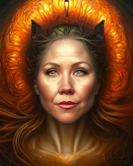 Image similar to detailed portrait of christina applegate apple!! gate! by tomasz alen kopera and peter mohrbacher and johanna martine! and margaret keane! coherent luminescent