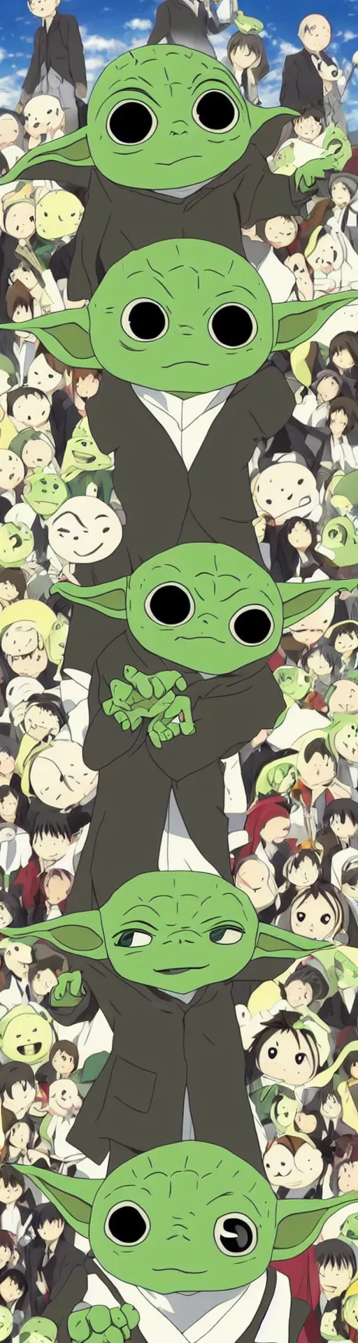 Prompt: baby yoda in the style of assassination classroom anime,