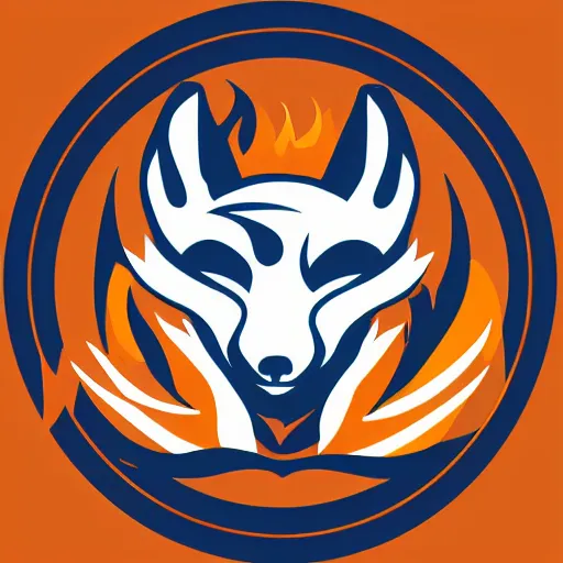 Image similar to a vector logo of a burning fox with flames style