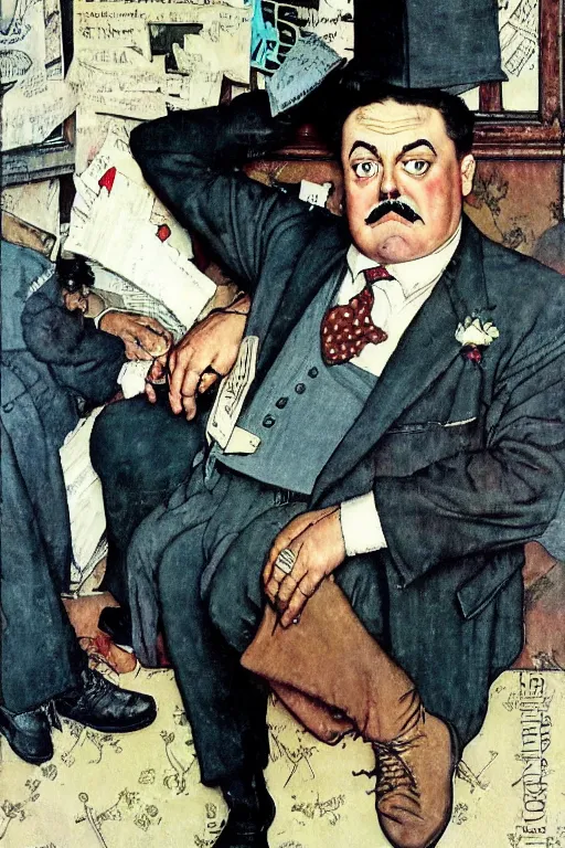 Prompt: uncle foster addams painted by norman rockwell