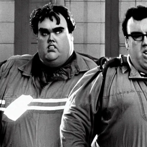 Prompt: cinematic, film still of john candy as louis tully in ghostbusters
