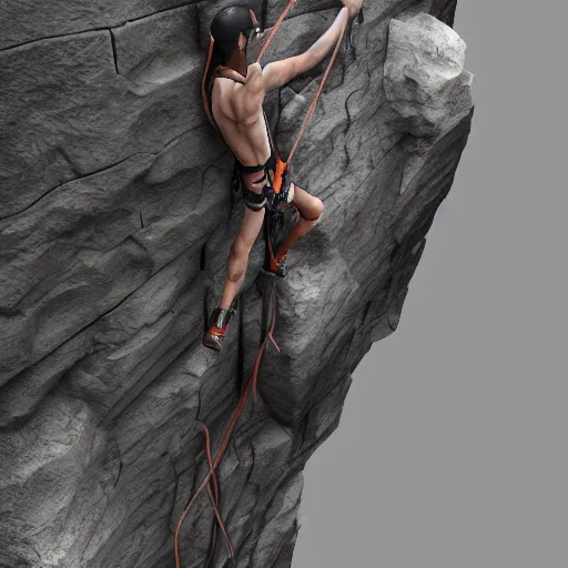 Image similar to climber rope beauty skinny crux overhang, digital art, highly detailed, trending on artstation