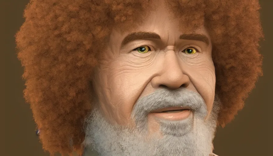 Image similar to Portrait of Bob Ross, hyperdetailed, artstation, cgsociety, 8k