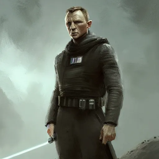 Image similar to portrait of a daniel craig by greg rutkowski, jedi knight, he is 3 5 years old, star wars expanded universe, wearing imperial gear, highly detailed portrait, digital painting, artstation, concept art, smooth, sharp foccus ilustration, artstation hq