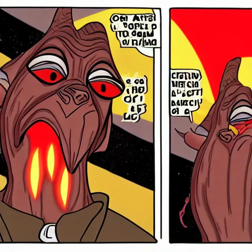 Image similar to jar jar binks reacting to atomic warfare