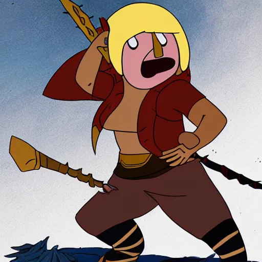 Prompt: Warrior from the show adventure time