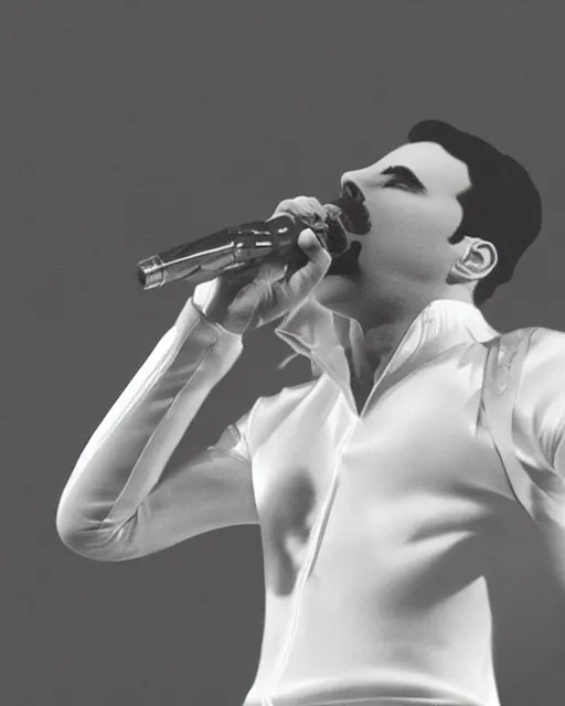 Image similar to clean white pristine minimalist volumetric Freddie Mercury by Jules Julien