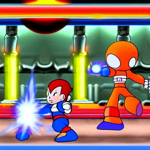 Image similar to astro boy vs. mega man, the video game, 2 0 0 2, 3 d action adventure game, nintendo gamecube screenshot