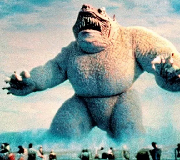 Prompt: Pulgasari the North Korean monster, volumetric lighting, filmstill, produced by Kim Jong-il, Kodachrome, kaiju-eiga, starfish monster movie