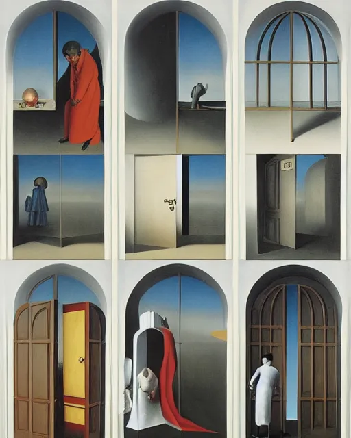 Prompt: doors to change by carrington, bosch, dali, barlowe, magritte
