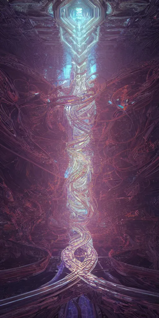 Image similar to a centered photo real render of a post apocalyptic glowing fractals and ornate flowing light streams sacred geometry, by beeple, by donato giancola, unreal engine