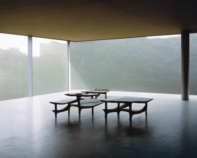 Image similar to A photograph of a relaxing interior at early morning by Tadao Ando, sharp