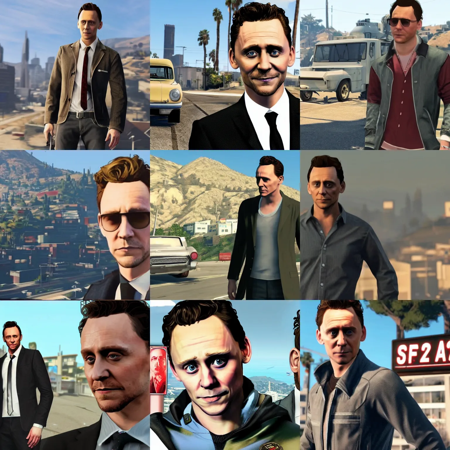 Prompt: Tom Hiddleston as a character in GTA Online