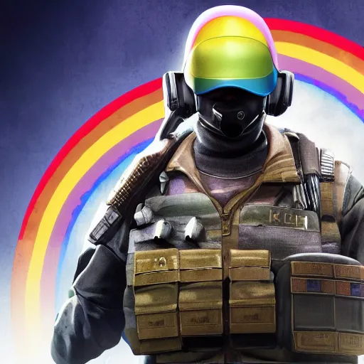 Image similar to putin as a rainbow six siege operator, 4 k, highly detailed