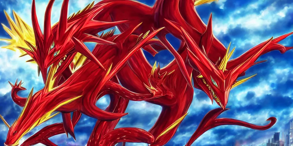 Prompt: slifer the sky dragon, yugioh, hyperrealistic, real, hd, realistic, detailed, 4 k