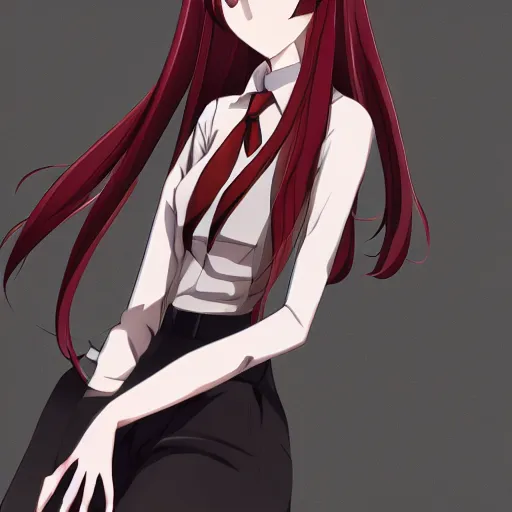 Prompt: makise kurisu digital art