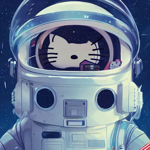 Image similar to portrait of an astronaut hello kitty, concept art by makoto shinkai, dan mumford, digital art, highly detailed, intricate, sci-fi, sharp focus, Trending on Artstation HQ, deviantart, unreal engine 5, 4K UHD image