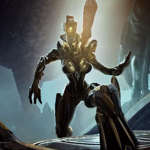 Image similar to beautiful and stunning giant female warframe, looming over camera pov, about to step on pov, slick elegant design, sharp claws, detailed shot, feet and hands, highly detailed art, epic cinematic shot, realistic, professional digital art, high end digital art, DeviantArt, artstation, Furaffinity, 8k HD render, epic lighting, depth of field