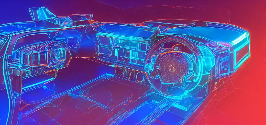 Prompt: futuristic dashboard with holographic 3d displays, blue neon light, in the graphic style of Patrick Gleason, drawn by Mobius, detailed art, trending on Artstation, comic art