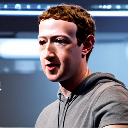 Prompt: Mark Zuckerberg revealing his very detailed and complex cybernetic enhancements, raytracing, very detailed, 4k, cinematic lighting,